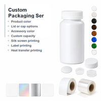 Bouteilles de pilules vides en plastique HDPE de qualité pharmaceutique avec bouchon à vis résistant aux enfants, cylindriques pour sérigraphie, pour médicaments