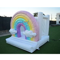 Super Castle Rainbow Commercial Mini PVC Inflatable Bounce House Bouncy Castle 2.5x2.5m Kapasitas 150kg Tema Bunga/Hati Mudah Dipasang