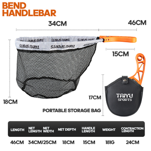 46 см 188 г 34*25 18 см глубина рыболовная посадочная сетка Складная портативная резиновая нахлыстовая сеть с сумкой для хранения <span class=keywords><strong>5</strong></span> видов цветов - Product Image 2