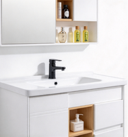 Meuble de salle de bain moderne en bois massif, armoire de salle de bain pratique avec lavabo, rangement et design moderne pour salles de bain domestiques
