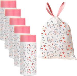 Bote de Basura con Cordón de PE Resistente a Desgarros, con Bolsas de Basura Desechables Reciclables para Uso en el Hogar y la Oficina, Diseño Moderno, Impresión Personalizada - Product Image 1