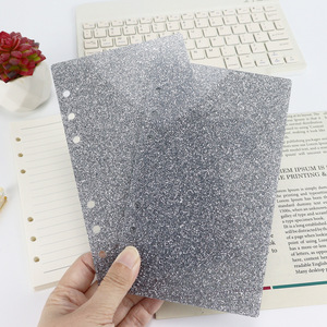 A6 Glitter Acrylic <strong>Notebook</strong> Hard Plastic 6-Ring Binder Sheet Clear Plastic <strong>Blank</strong> <strong>Notebook</strong> Dividers Budgeting Binder Cover - Product Image 3