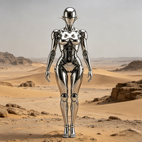 Sculpture de robot humanoïde BZY personnalisable en acier inoxydable poli miroir, style Art déco futuriste, pour espaces extérieurs ou expositions