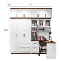 Ensemble de chambre à coucher moderne et minimaliste personnalisé pour petite chambre, avec armoire, bureau d'angle et bibliothèque intégrés, en bois, pour enfants