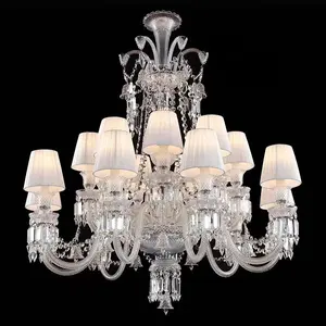 Zhongshan fábrica vendas diretas Europeu vela cristal lustre vivenda luxo sala LED lâmpada do teto lâmpada pingente casa