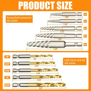 Combinaison de forets en acier à grande vitesse 11 pièces extracteur de vis de réglage extracteur de fil cassé - Product Image 2