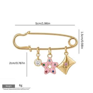 <span class=keywords><strong>Broche</strong></span> de sécurité tendance avec breloques variées en acier inoxydable, pendentif DIY, bijoux mignons et à la mode pour femmes, accessoires - Product Image 3