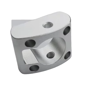 Custom CNC Milled <b>Sandblasted</b> Silver Aluminum Square Flange Base Large Semi-Circular Inner Cavity Four Countersink Hole Motor Mo - Product Image 2