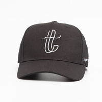 Gorra de Béisbol Personalizada con Visera Curva, Logotipo Bordado Plano en la Parte Delantera y Lateral, Ajustable, Negra, con Cierre a Presión, para Deportes al Aire Libre