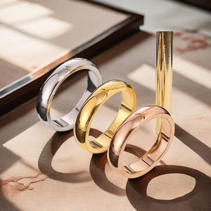 Cincin pertunangan uniseks, cincin pertunangan klasik elegan bahan baja tahan karat warna emas mawar/Platinum berlapis sentuhan akhir halus untuk pasangan - Product Image 6