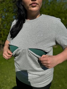 <span class=keywords><strong>T</strong></span>-<span class=keywords><strong>shirt</strong></span> d'<span class=keywords><strong>allaitement</strong></span> en molleton 100 % coton biologique, écologique, couleur naturelle, avec fermeture éclair discrète, haut de maternité - Product Image 2