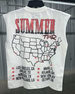 Camiseta sin mangas con gráfico de gran tamaño de punto de 250gsm de algodón 100% de alta calidad para hombre, ropa de calle Vintage personalizada con estampado DTG personalizado - Product Image 4