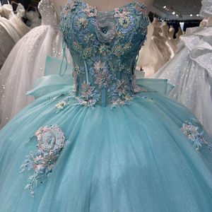 Nouvelle Robe de Mariée Moderne Quinceanera avec Appliques en Dentelle, Fleurs 3D, Corset, Perles, Broderies, Cristaux, Robe de Bal, Décolleté en Cœur - Product Image 5