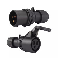Prise d'alimentation pour éclairage de scène, étanche IP44, ignifuge, noire, 3 pôles, 16A, connecteur industriel aéronautique, 220-240V