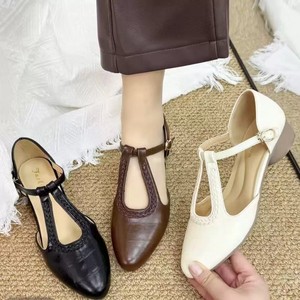Sandalias de Plataforma con Tacón Bajo para Mujer, Estilo Slip-On, Tacones Gruesos, Diseño Vintage Francés con Parches, Punta en Pico, Zapatos para Primavera/Verano - Product Image 4