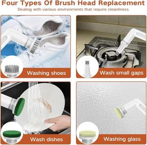 Spazzola Elettrica Multifunzione a 4 Teste per Pulizia Profonda <span class=keywords><strong>di</strong></span> Bagno e <span class=keywords><strong>Casa</strong></span>, Senza Fili, Tutto in Uno - Product Image 4