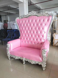 Chaise <span class=keywords><strong>d</strong></span>'<span class=keywords><strong>amour</strong></span> en velours bordeaux à dossier haut de Style français Double deux places en bois massif PC matériel Couple canapé pour salon Villa - Product Image 5