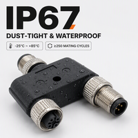 Leaka IP67 M12 Y Splitter Un Mâle Deux Femelle Connecteur Étanche 3 4 5 Broches Bornes Circulaires Longueur Personnalisée 5A Métal Plastique