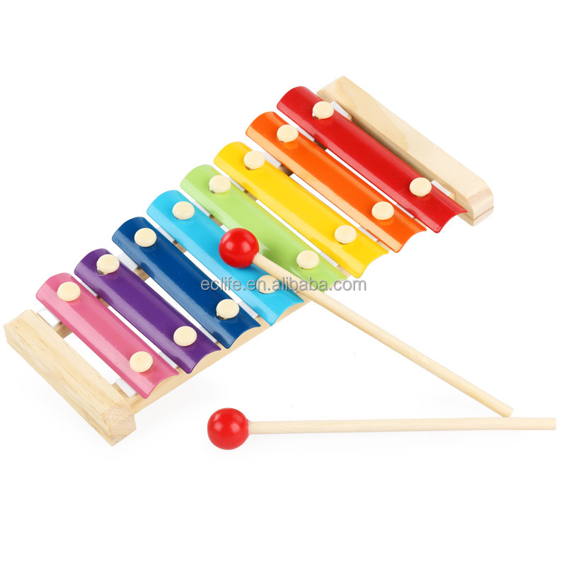 Оптовая продажа, образовательный музыкальный перкуссионный инструмент 8 оттенков, детский деревянный цветной мини ксилофон, музыкальный инструмент