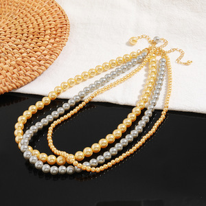 เครื่องประดับแฟชั่นชุบทองแท้ขายส่งลูกปัดแก้วสร้อยคอมุกชุดของขวัญวันครบรอบ - Product Image 3