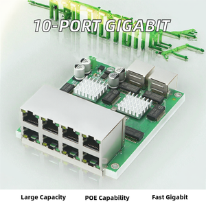 Placa base de interruptor de red Gigabit completo de 10 puertos de grado Industrial, módulo de comunicación Ethernet 8 + <span class=keywords><strong>2</strong></span> integrado, placa PCBA POE - Product Image 3