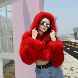 Janefur Customized Women Fashion Real Fox <strong>Fur</strong> Coat Thick Ladies Fox <strong>Fur</strong> Coat Winter Cropped Genuine Fox <strong>Fur</strong> <strong>Hooded</strong> <strong>Jacket</strong> - Product Image 2
