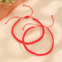 Bracelet en cordon tressé rouge, macramé, religieux chinois du Shandong, ajustable avec nœud coulissant, unisexe, cadeau artisanal d'amitié
