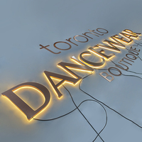 Letrero de canal 3D personalizable para exterior, letrero de tienda impermeable LED, señalización publicitaria, decoración de pared de oficina de Metal dorado rosa