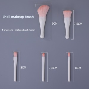 5Pcs <b>Mini</b> Travel Makeup Brush Set Soft Pink Blush Cosmetic Brushes with Mirror Portable Beauty <b>Kit</b> - Product Image 3