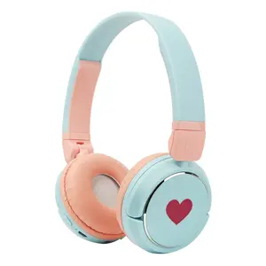 Good price colorful wireless headset heart cute design headphone BT noise cancel hot sell on south america market earphones