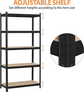 Pack 3 Heavy-Duty Customizable Colors Steel Boltless Plug-In Garage Storage Shelves 5-Layer <strong>Racking</strong> for Workshop <strong>Shed</strong> Stockroom - Product Image 3