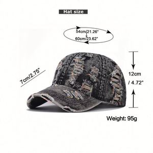 Nouvelle Arrivée 2025 Casquette de Baseball Unisexe en Denim Délavé et Vieilli à Grandes Trous - Product Image 2