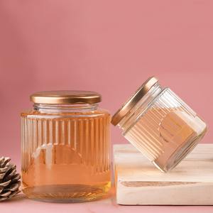 Vente en gros d'usine 50ml 100ml Pot en verre rond à rayures verticales transparent pour le stockage des aliments Contenant en verre pour la <span class=keywords><strong>confiture</strong></span> Pot à miel - Product Image 2