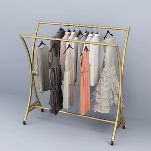Présentoir d'îlot métallique sur pied, vente directe usine, présentoir double rangée pour magasins <span class=keywords><strong>de</strong></span> vêtements - Product Image 1