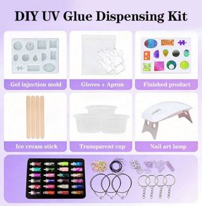 TOYSRUNNER UV Resin <b>Craft</b> Kit Jewelry Making DIY Hard Transparent Epoxy Fast Curing Molds Pendants Earrings Keychains - Product Image 6