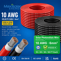 Cable de Extensión Maxsolar para Panel Solar, 50/100 Pies, Negro/Rojo, 10AWG (6mm), XLPE, IP68, 1000V, Cobre Estañado, para Uso en Exteriores y Hogar