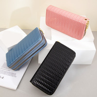 Portefeuille long pour femme tendance en PU, portefeuille à double fermeture éclair, porte-cartes, Carteras Para Mujer
