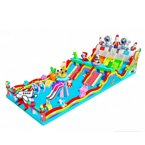 Château gonflable avec toboggan et obstacles, château gonflable extérieur pour enfants, jouet de saut pour les terrains de jeux commerciaux - Product Image 1