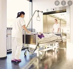 FUJI 6 Persons Hospital Bed Elevator 2.0m/s Machine Room Less Traction Lift with three side handrail