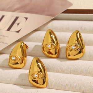 Pendientes de Oro con Forma de Lágrima y Bisel de Diamantes Blancos para Fiesta, Joyería para Mujer, Diseño Irregular, Pendientes de Moda - Product Image 2