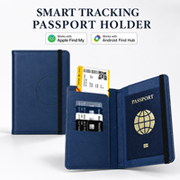Porte-passeport magnétique avec suivi Apple Find My et Android Find Hub, portefeuille de voyage MagSafe, anti-perte, RFID, housse de passeport intelligente