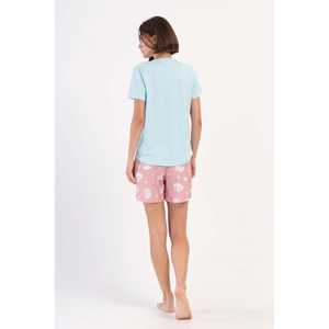 Chaqueta de dormir ovalada de manga corta con cuello redondo para mujer - Product Image 1