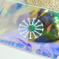 Sacs holographiques à fermeture éclair, emballage laser en PVC, sac à bulles à fermeture éclair LOGO imprimé personnalisé, pochette cosmétique pour vêtements