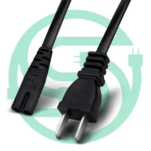 Kabel Listrik Terpolarisasi US C7 Kabel Daya & Kabel Ekstensi 2.5A 250V AC Plug 2Pin Kabel Listrik USA