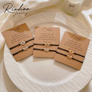 Pulseras RINHOO Sun Moon para parejas, brazalete hecho a mano con cuerda trenzada, pulsera ajustable para mujeres y hombres, regalo de joyería para el Día de San Valentín - Product Image 1