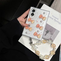 Coque de téléphone en époxy avec perles et nœuds en gelée style Cottage pour Galaxy Z Fold 8 Ultra, avec dragonne à perles de cristal, et coque pliable pour Z Flip 8-3