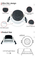 Spot encastré LED dimmable RT2012 BBC 7W à CRI élevé, IP65, en aluminium, moderne, pour maison et bureau