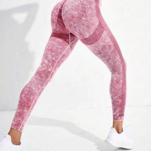 Nouveaux Leggings de Yoga et de Fitness Sans Couture, Effet Push-up Fessier, Taille Croisée, Effet Peau de Pêche, <span class=keywords><strong>Mat</strong></span> Lavé Uni, Longueur Intégrale, pour le Marché International - Product Image 3