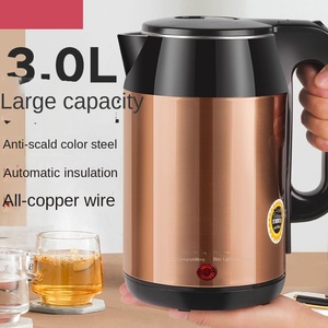 Bouilloire à double paroi 1,8 L Noir et Or en acier inoxydable coloré, avec fonction anti-brûlure, arrêt automatique, protection contre l'ébullition à sec, base rotative à 360°, OEM 1200W - Product Image 5