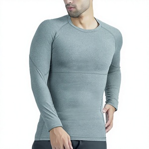 Maillot de sport gris à manches courtes pour homme, coupe ajustée, séchage rapide, respirant, en Spandex/Polyester, couleur personnalisable, service OEM - Product Image 1